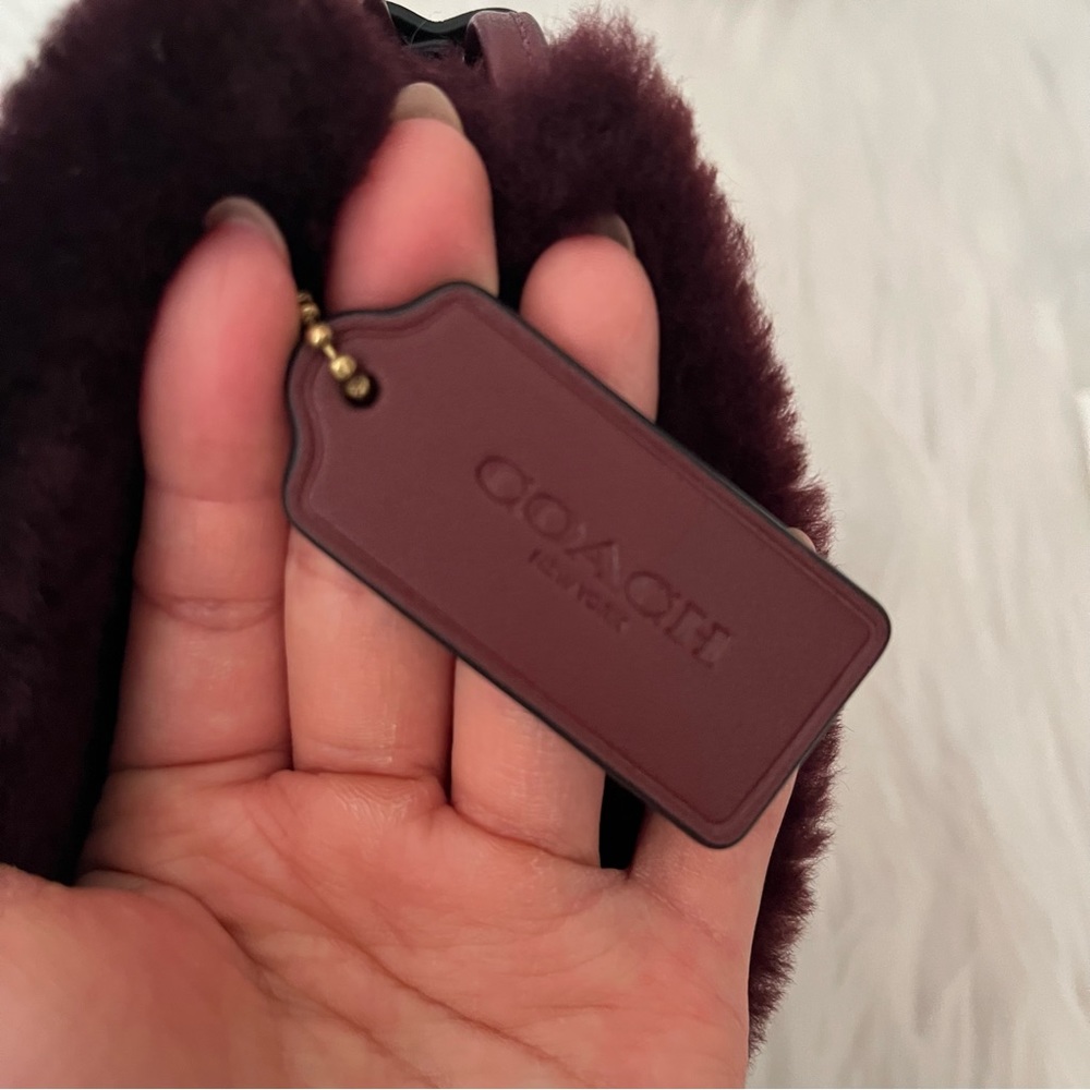 Coach Drawstring Shearling Pouch in Burgundy/Sangria - Picture 10 of 16